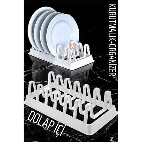 ModaCar Tabak Düzenleyici Kurutmalık Dolap İçi Tencere Kapak Organizer BEYAZ