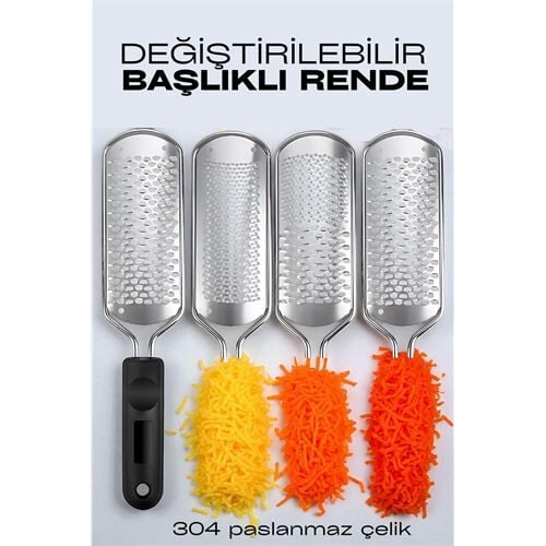 Modacar Rende 3 Değiştirilebilir Başlıklı Profesyonel 304 Çelik El Rendesi