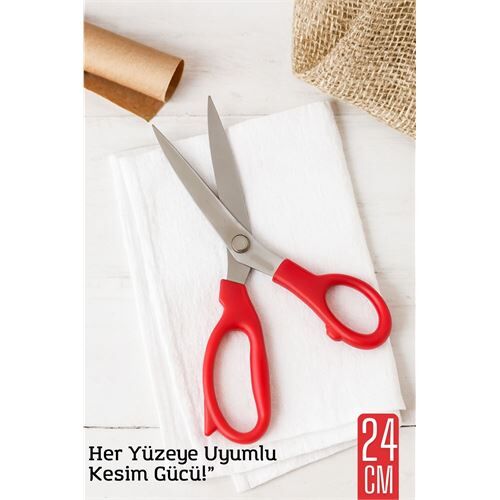 Modacar Çok Amaçlı Makas – 24 cm Uzunluk | 15 cm Kesim Bıçağı | Paslanmaz Çelik, Ergonomik Sap