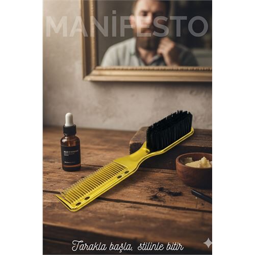 Gold Sakal Bıyık Tarama Fırçası  Sakal Bıyık Tarama Fırçası Çift Taraflı Sakal Tarak ve Fırça – Şekillendirici, Anti-Statik