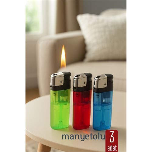 Modacar 3’lü Manyetolu Çakmak Seti – Renkli Şeffaf Gövde | Güvenli ve Uzun Ömürlü Kullanım