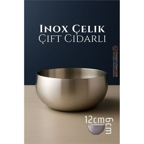 Modacar Çift Cidarlı Kase - Inox Çelik Kase  12 cm