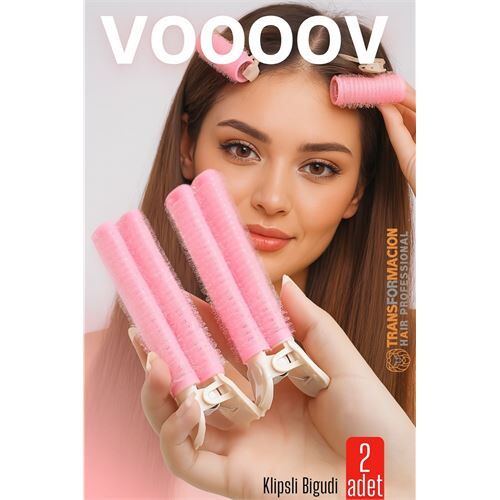 2'li Klipsli Saç Bigudisi Isısız Doğal Bukle Bigudisi Dipten Hacim ve Perçem Şekillendirme İçin