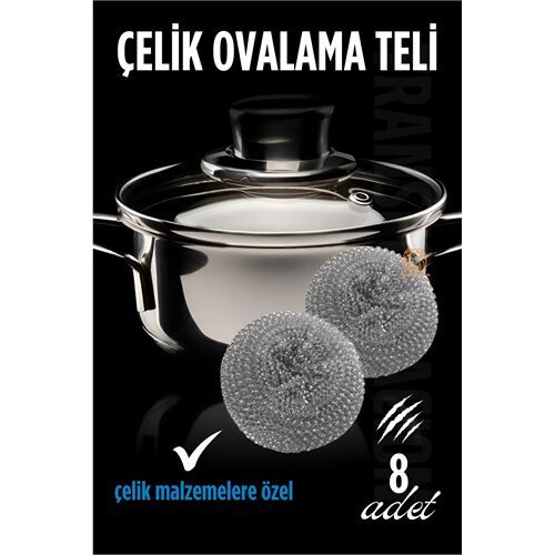 Çelik Bulaşık Ovalama Teli 8 Adet