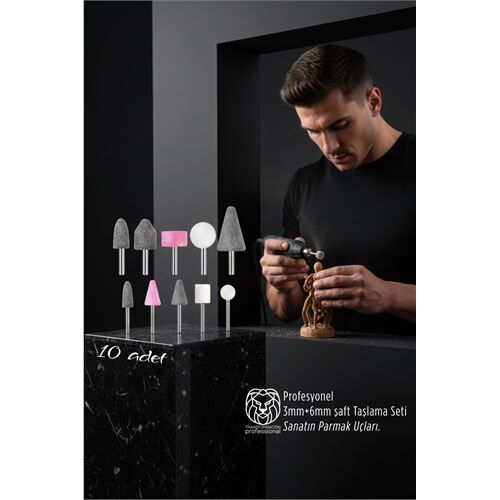 10'lu Dremel Ve Matkap Ucuna Taşlama Seti - 3mm+6mm Şaft Profesyonel Oyma, Şekillendirme ve Rötuş Uçları