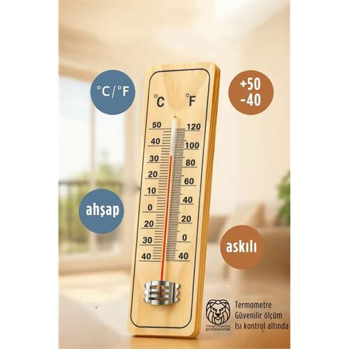 Termometre  - Ahşap Duvar Termometresi