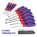 WORKPRO WP200551 21 Parça CR-V Duvar Askı Aparatlı Profesyonel Manyetik Tornavida Seti