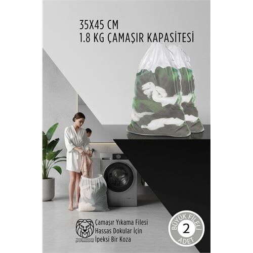 Premium Hassas Dokunuş: 2'li Lüks Çamaşır Yıkama Filesi Seti - Giysi Koruma Sanatı 35x45 cm