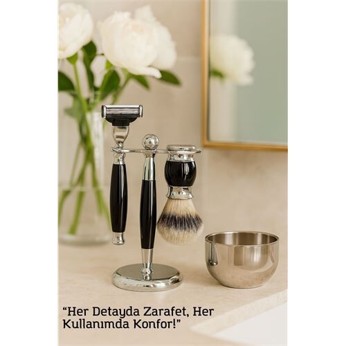 Modacar Koleksiyon Tıraş Seti – 304 Cerrahi Çelik & Kemik Saplı | Çift Cidarlı Tıraş Tası Icardi Collection