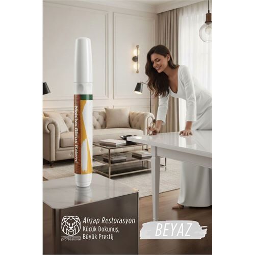 Beyaz Renk Mobilya Rötüş Kalemi –  Lake ve Ahşap Yüzeyler İçin Çizik ve Restorasyon Kalemi