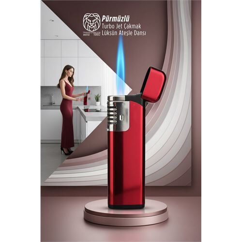 Pürmüzlü Torch Çakmak: Rüzgara Dirençli Turbo Jet Alev & Lüks Tasarım Mutfak Çakmağı