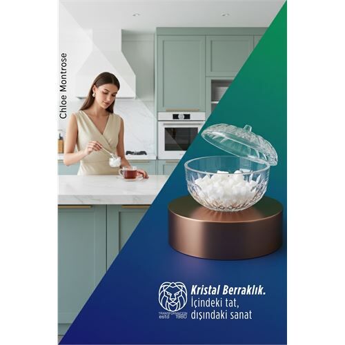 Chloe Montrose Serisi Kristal Berraklığında Şık Kapaklı Şekerlik 12x9 cm