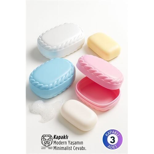 3’lü Sızdırmaz Kapaklı Sabunluk Seti -   Hijyenik Seyahat ve Banyo Kutusu