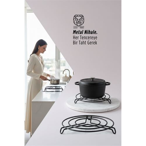 Juliette Serisi Siyah Metal Nihale - 20 cm Isıya Dayanıklı Lüks Tencere Altlığı