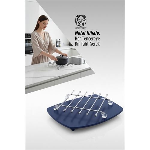 Juliette Serisi Krom Kare Metal Nihale - 19 cm Isıya Dayanıklı Lüks Tencere Altlığı