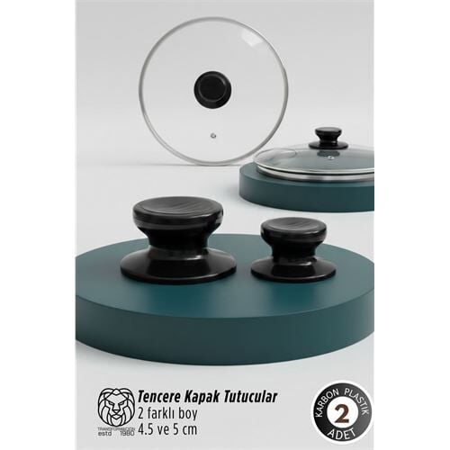 Evangelina Serisi 2’li Paslanmaz Çelik Lüks Tencere Kapağı Tutucu Seti - 4.5- 5. cm Universal