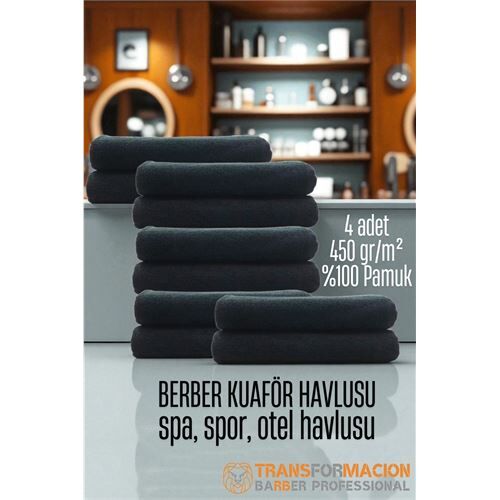 Kuaför Berber Havlusu 10 ADET Pamuk Berber Havlusu 50x90 Siyah