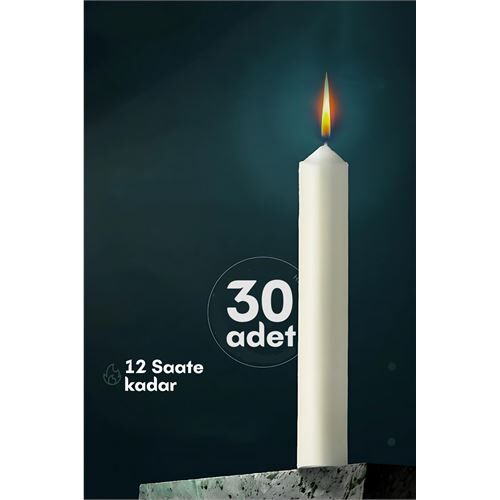 Modacar Klasik Mum 30 Adet - Kokusuz Mum