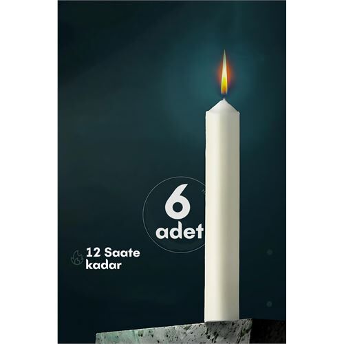 Modacar Klasik Mum 6 Adet - Kokusuz Mum