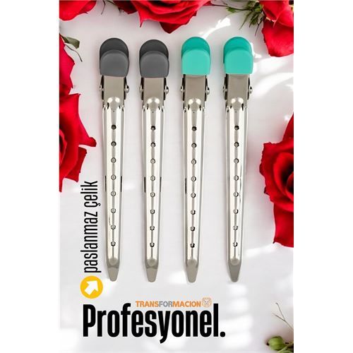 ModaCar Saç Klipsi Metal 304 Çelik Toka Profesyonel 4 Adet