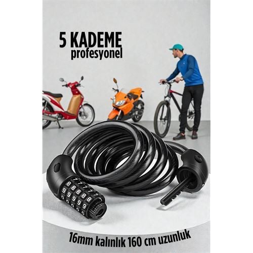Şifreli Bisiklet Kilidi 16 mm Kalınlık 200 cm Scooter Motosiklet Kilidi - Çelik Kablo