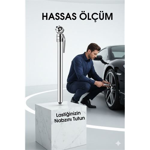 Profesyonel Kalem Tipi Lastik Basınç Ölçer Çift Skala PSI/bar Hassas Okuma