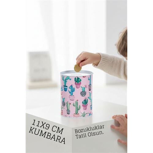 Desenli Metal Kumbara | 11x9 cm - Tasarruf ve Dekorasyon Bir Arada
