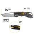 CAT DA980010 Kemer Askı Kancalı Katlanabilir 12CM Paslanmaz Çelik Kamp Çakısı