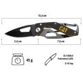 CAT DA980266 Kemer Askı Kancalı Karabinalı Katlanabilir 13CM Paslanmaz Çelik Siyah Kamp Çakısı