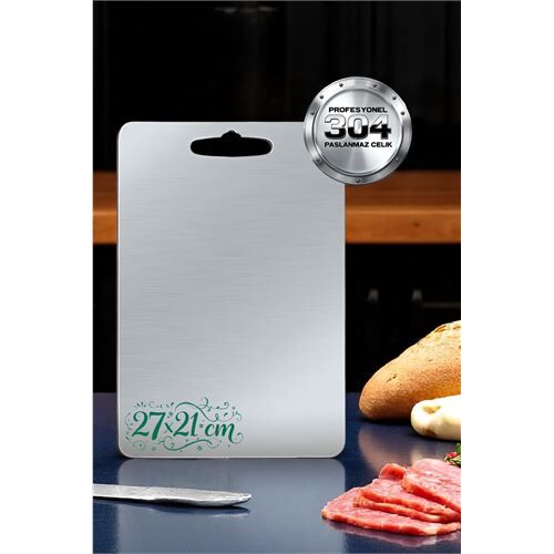 Kesim Tahtası - Profesyonel 304 Paslanmaz Çelik Doğrama Tahtası 27x21 CM