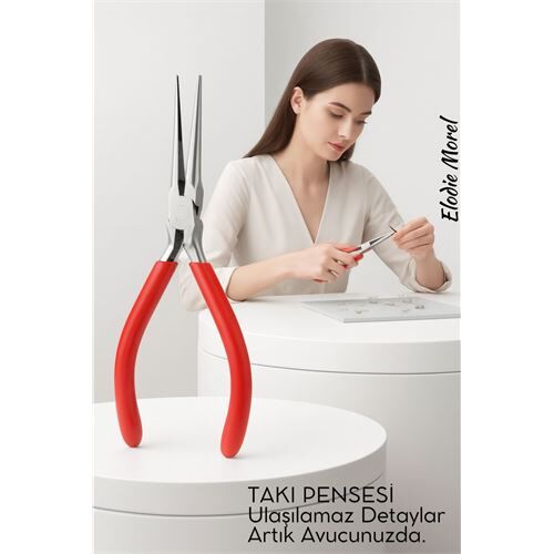 Profesyonel Uzun İnce Sivri Uçlu Kargaburun Takı Pensesi 12 cm - Hassas Mücevherat Onarımı