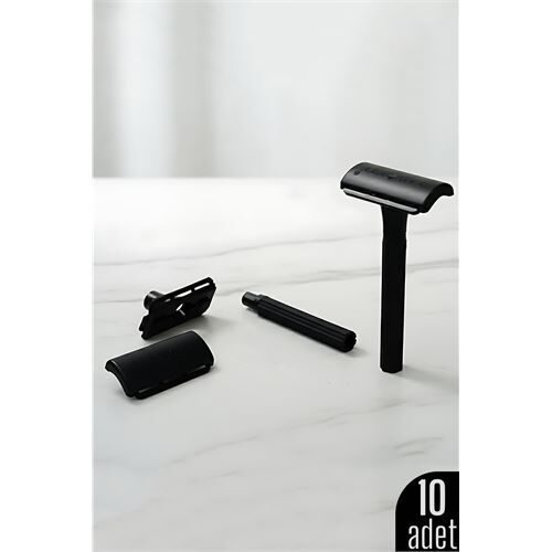 10'lu Şık Siyah Plastik Tıraş Aleti – Manuel Tıraş Bıçağı  , Ergonomik Saplı