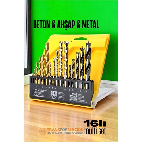 Matkap Ucu Seti- Beton Metal Ahşap Matkap Ucu Drill Bits Set 16 lı SET