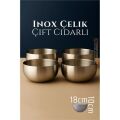Modacar Çift Cidarlı Kase - Inox Çelik Kase  18 cm 4 LÜ SET