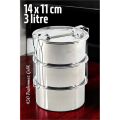 Modacar Sefer Tası Yemek Kabı Paslanmaz Çelik 3 Katlı 14 cm 3 LİTRE