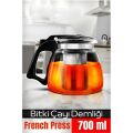 Süzgeçli French Press Cam Demlik 700 Ml Bitki Çayı Demliği