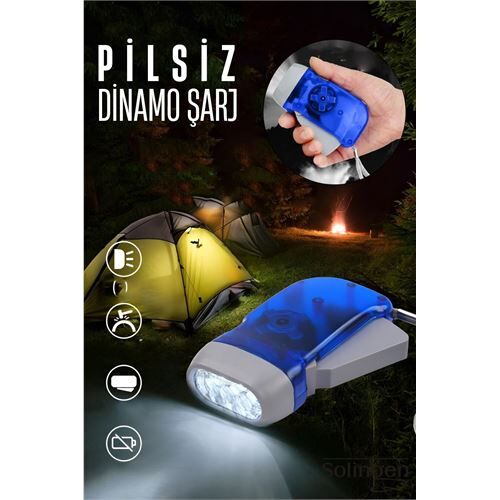 Kendinden Dinamo Şarjlı Pilsiz Acil Durum El Feneri Manuel Şarjlı El Feneri